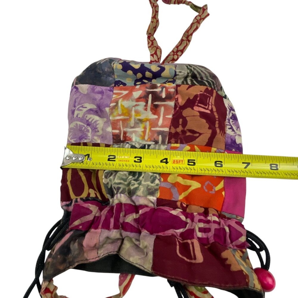 Handcrafted Patchwork Drawstring Pouch Colorful B… - image 4